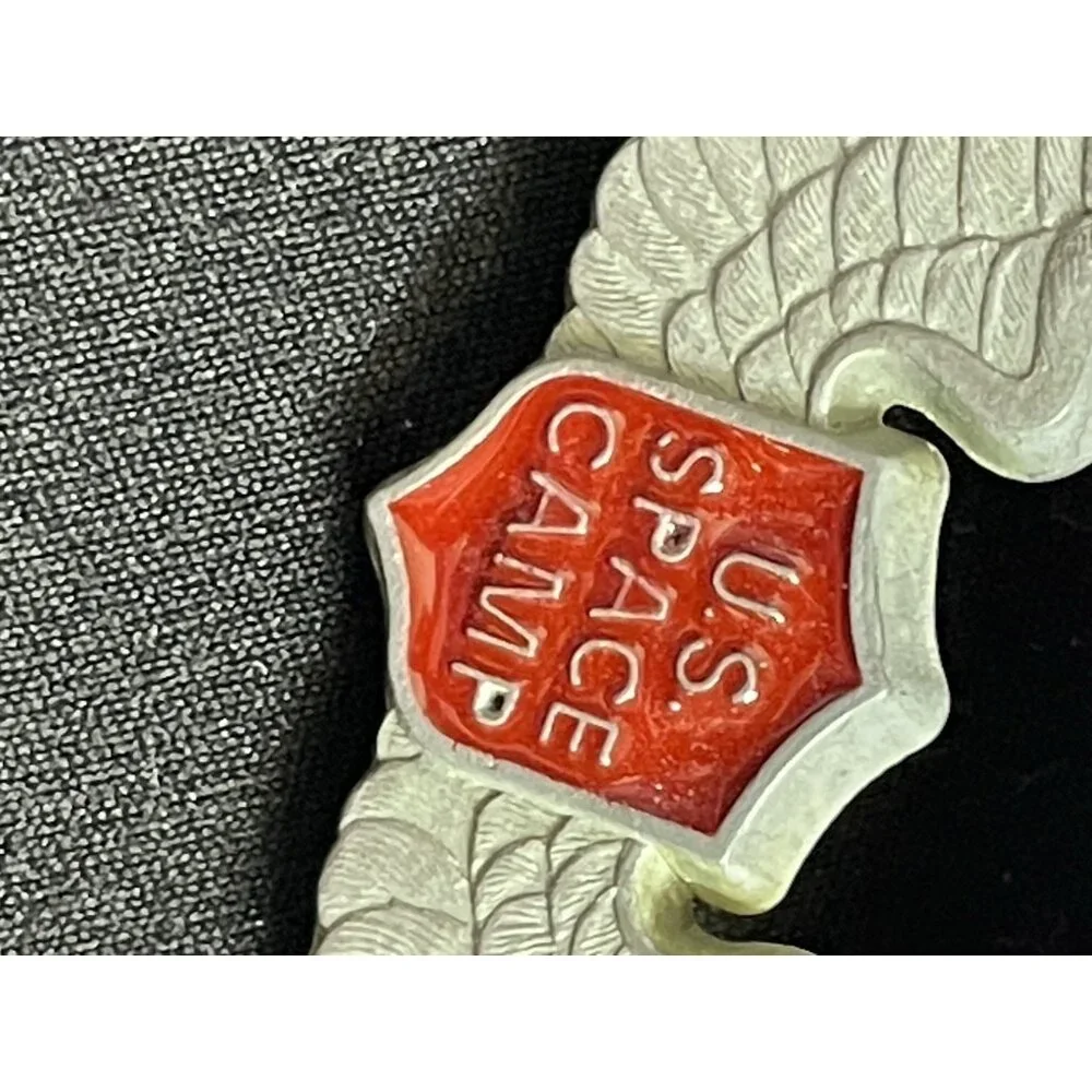Vintage US Space Camp Wings Lapel Hat Pin Red Enamel